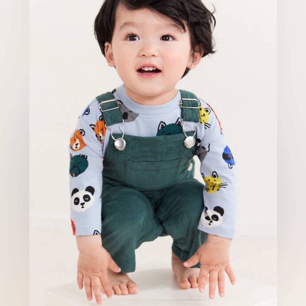 Hanna Andersson Ponderosa Green Baby Corduroy Overalls, 2T, MSRP $48